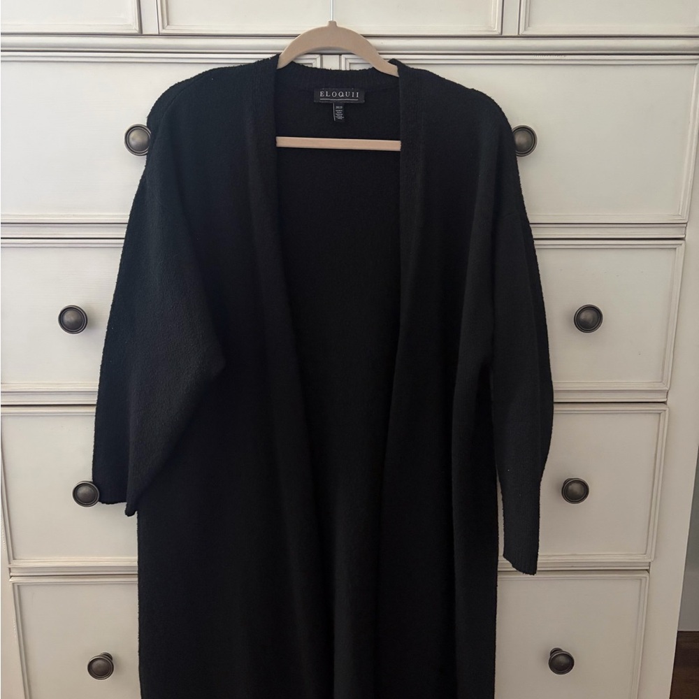 Eloquii Black Knit Duster Cardigan